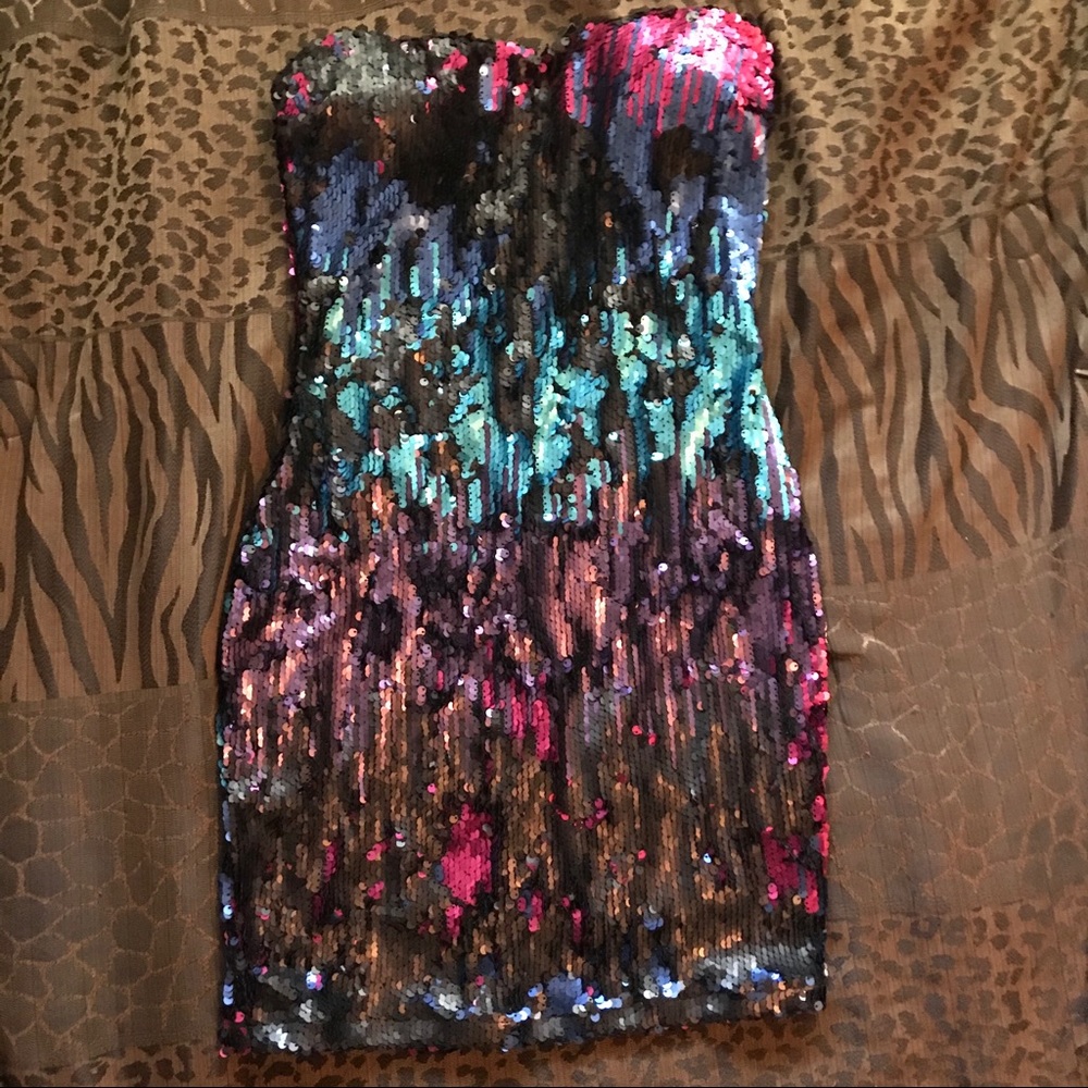 Available: Strapless Sequin Dress